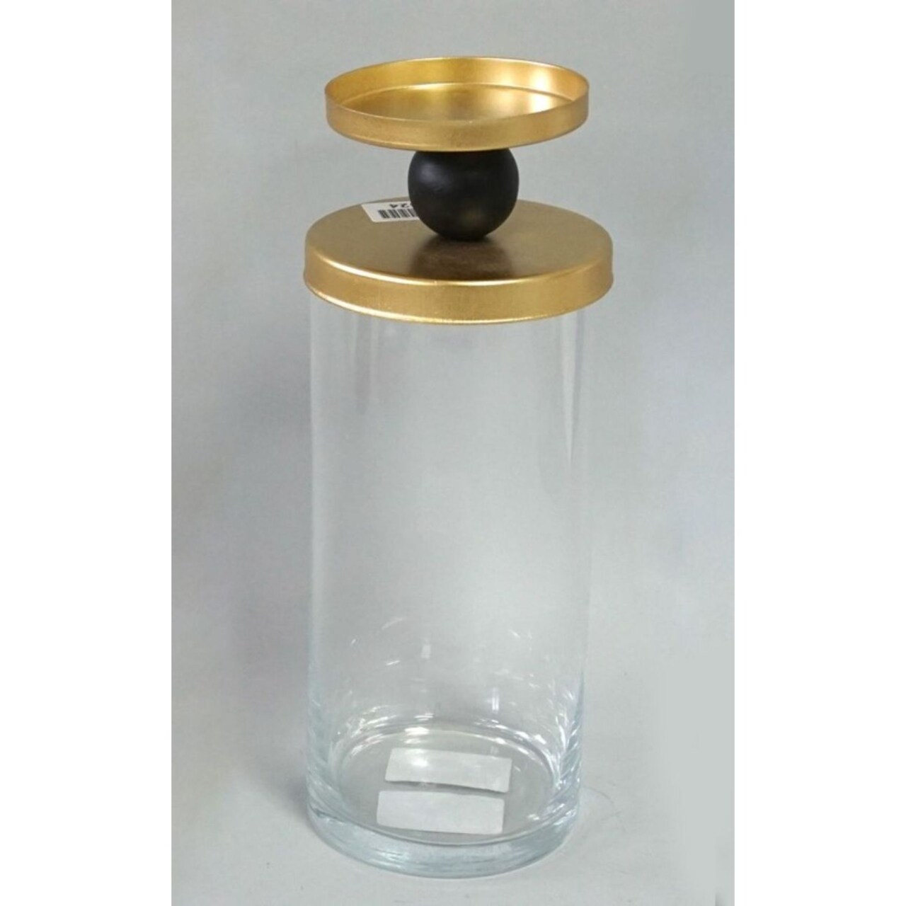 Contemporary Home Living 10.25" Clear and Gold Display Glass Pillar Candle Holder